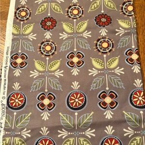 Floral Fabric - Gray and Red 2 yards